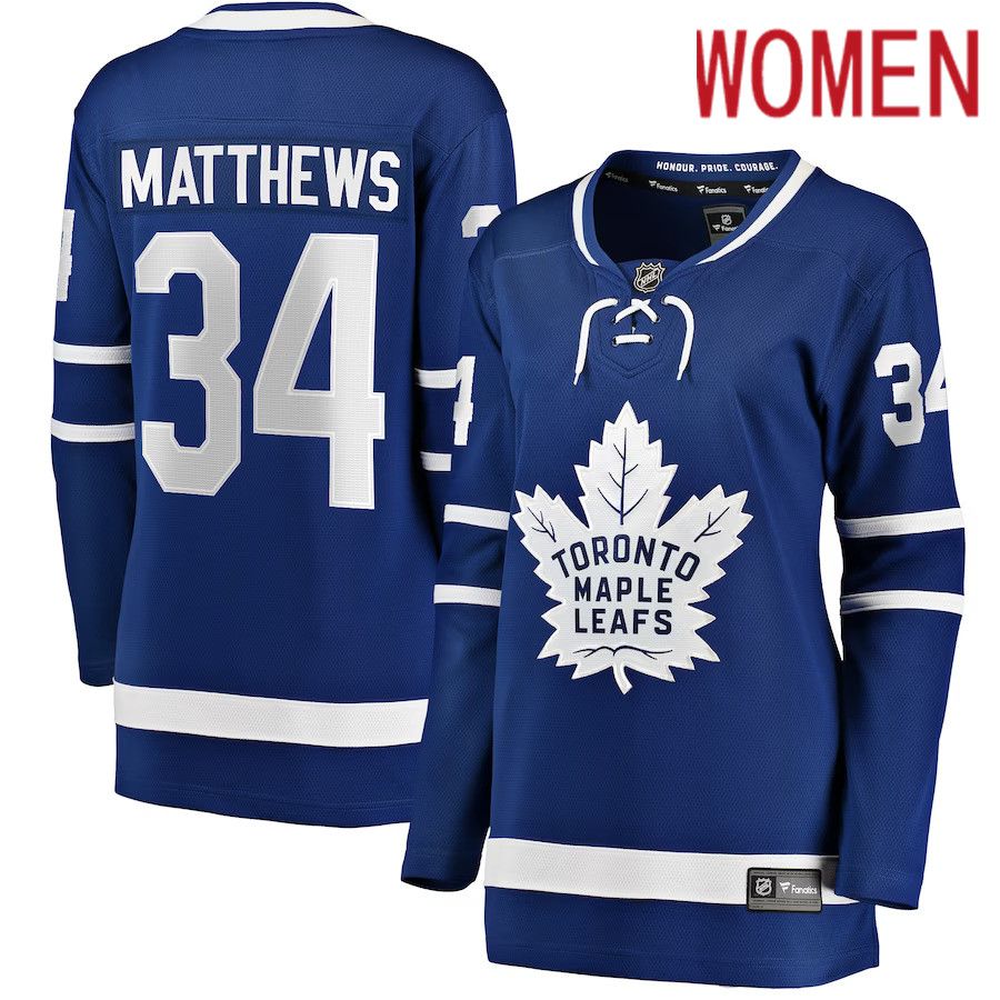 Women Toronto Maple Leafs #34 Auston Matthews Fanatics Branded Royal Home Breakaway Player NHL Jersey